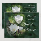 白いチューリップのブライダルシャワー 招待状 (正面/裏面)