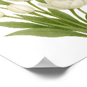 白いチューリップの水彩画プリント 春の壁飾り ポスター (角)