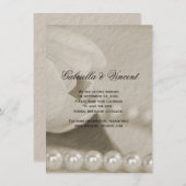 白いチューリップの花とパールでSave the Date セーブザデート (正面/裏面)