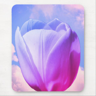白いチューリップの花の着色 マウスパッド