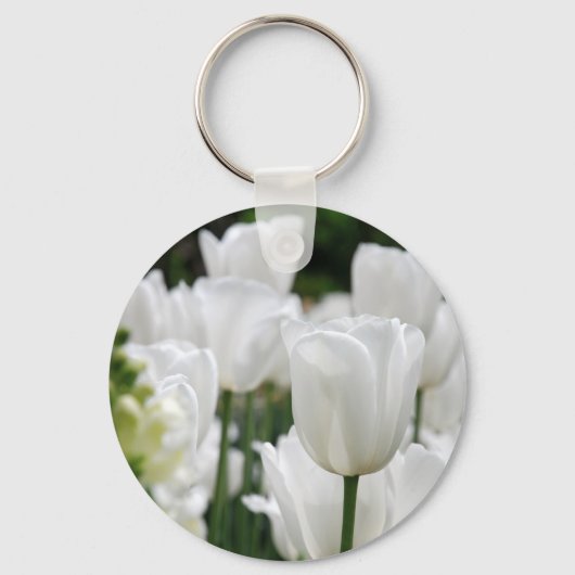 白いチューリップガーデン キーホルダー (正面)