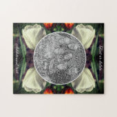 白いチューリップパーソナライズされたの花自分の写真を追加 ジグソーパズル (横)