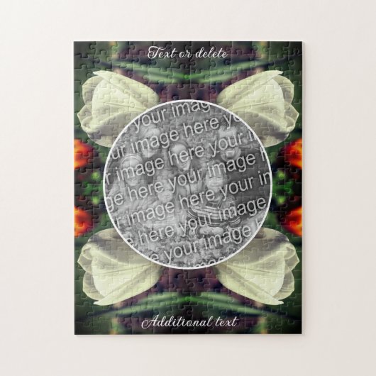 白いチューリップパーソナライズされたの花自分の写真を追加 ジグソーパズル (縦)