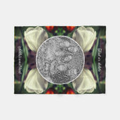 白いチューリップパーソナライズされたの花自分の写真を追加 フリースブランケット (正面(横))