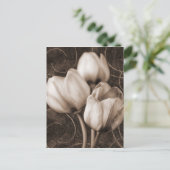 白いチューリップフラワーセピアブラック背景フローラ ポストカード (スタンド正面)