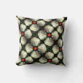 白いチューリップ花の抽象芸術模様 クッション (正面)