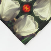 白いチューリップ花の抽象芸術模様 フリースブランケット (角)