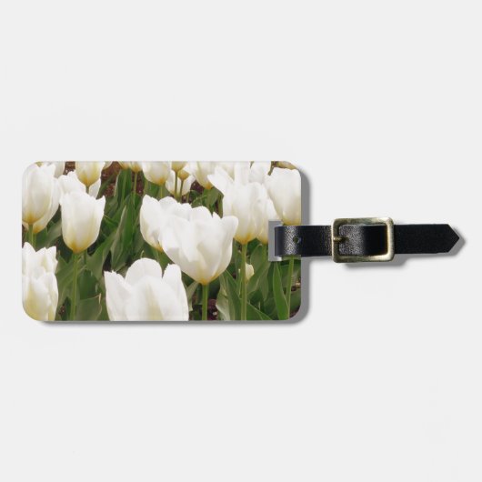 白いチューリップ花 ラゲッジタグ (正面横)