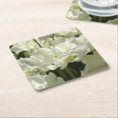 白いチューリップ スクエアペーパーコースター (アングル)