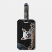 白いチワワの荷物のラベル ラゲッジタグ (裏面縦)