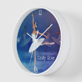 白いツツとリボンシューズの優雅なバレリーナ 壁時計 (傾斜)