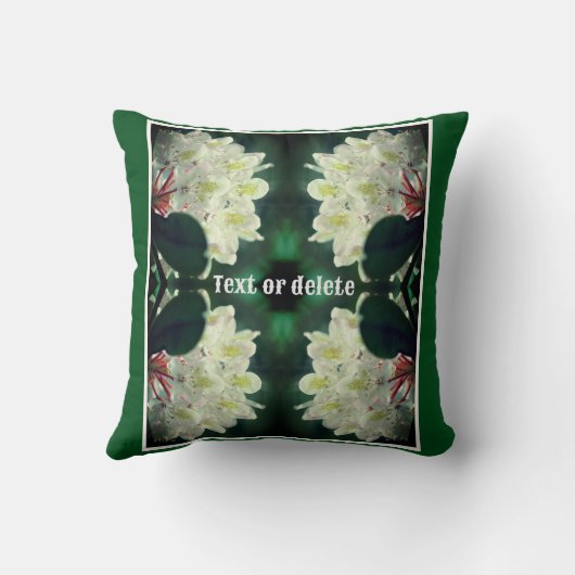 白いツツツジの雨粒のパーソナライズされた花 クッション (裏面)
