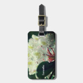 白いツツツジの雨粒のパーソナライズされた花 ラゲッジタグ (正面縦)