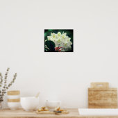 白いツツツジの雨粒の花 ポスター (キッチン)