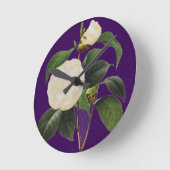 白いツバキ1833年 ラウンド壁時計 (傾斜)