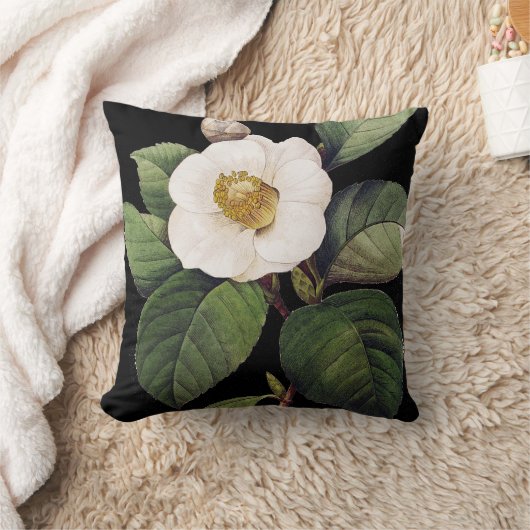 白いツバキ クッション (ブランケット)