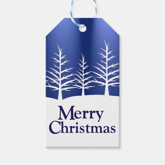 白いツリーのシルエット ギフトタグ (正面)