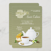白いティーセットの招待状 招待状 (正面/裏面)