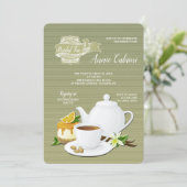 白いティーセットの招待状 招待状 (スタンド正面)