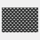 白いティーポットオンブラック ラッピングペーパーシート (正面2)