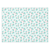 白いティール(緑がかった色)のヒイラギの群葉の赤い果実のクリスマス テーブルクロス (正面(横))