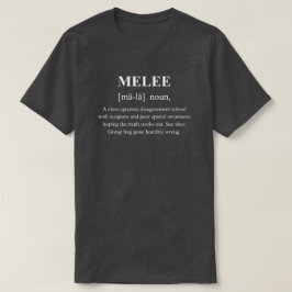 白いテキストで近接戦闘を定義する面白い戦争ゲーム Tシャツ
