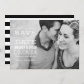 白いテキストの写真で保存する日程のお知らせ セーブザデート (正面/裏面)