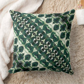 白いテクスチャの下でエメラルドグリーンを繰り返す クッション (ブランケット)