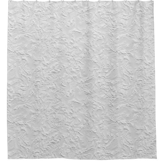 白いテクスチャ付き石、モノクロ抽象芸術アート シャワーカーテン (正面)