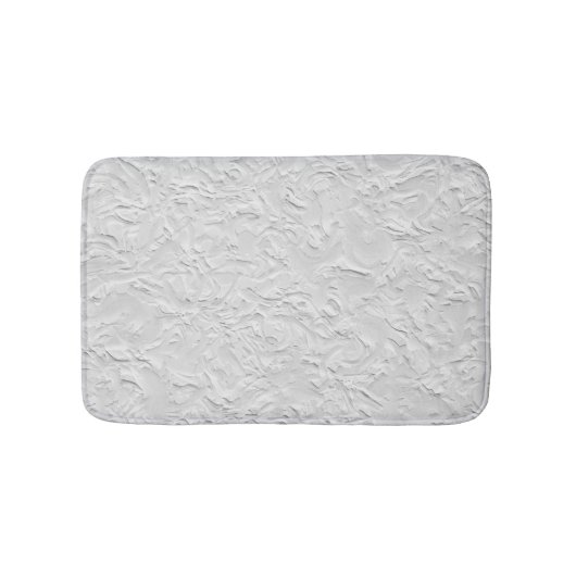 白いテクスチャ付き石、モノクロ抽象芸術アート バスマット (正面)