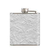 白いテクスチャ付き石、モノクロ抽象芸術アート フラスク (裏面)