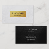 白いテクスチャ/メタリック金ゴールド 名刺 (正面/裏面)