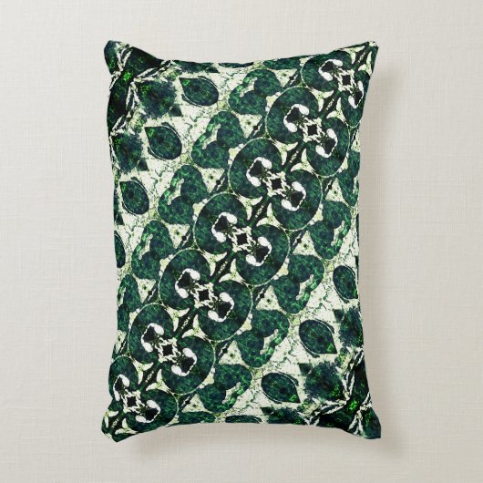 白いテクスチャtの下で繰り返し荒いエメラルドグリーン アクセントクッション (正面(垂直))