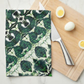 白いテクスチャtの下で繰り返し荒いエメラルドグリーン キッチンタオル (四つ折り)