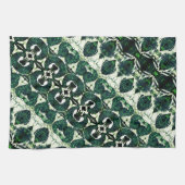 白いテクスチャtの下で繰り返し荒いエメラルドグリーン キッチンタオル (横)