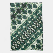白いテクスチャtの下で繰り返し荒いエメラルドグリーン キッチンタオル (縦)