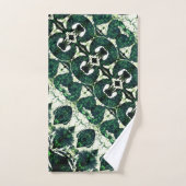 白いテクスチャtの下で繰り返し荒いエメラルドグリーン バスタオルセット (ハンドタオル)