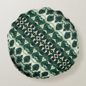 白いテクスチャtの下で繰り返し荒いエメラルドグリーン ラウンドクッション (裏面)