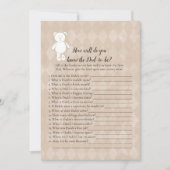 白いテディベア知っているパパ最高のシャワーゲーム 招待状 (正面)