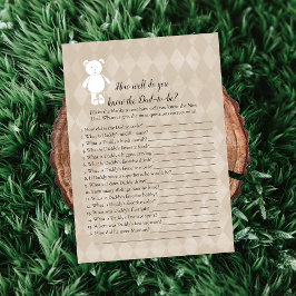 白いテディベア知っているパパ最高のシャワーゲーム 招待状