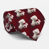 白いテディー・ベアのタイ ネクタイ (ロール)