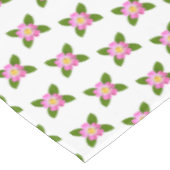 白いテーブルクロスにピンク葉の花と緑の花 テーブルクロス (アングル)