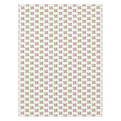 白いテーブルクロスにピンク葉の花と緑の花 テーブルクロス (正面)