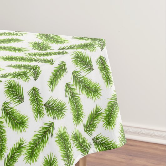 白いテーブルクロスに松の葉 テーブルクロス (インサイチュ)