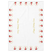 白いテーブルクロスの上のクリスマスノーム テーブルクロス (正面)