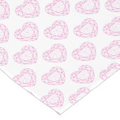 白いテーブルランナー上のピンクのトルマリンのハート ショートテーブルランナー (コーナー)