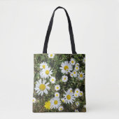 白いデイジーで草の全体の印刷トートバッグ トートバッグ (正面)