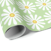 白いデイジーで、緑の黄色の中心を持つ ラッピングペーパー (ロールコーナー)