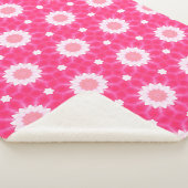 白いデイジーとピンクの背景パターン上の星 シェルパブランケット (3/4)