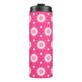 白いデイジーとピンクの背景パターン上の星 タンブラー